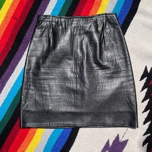 Vintage 90s Buttery Black Leather Mini Skirt